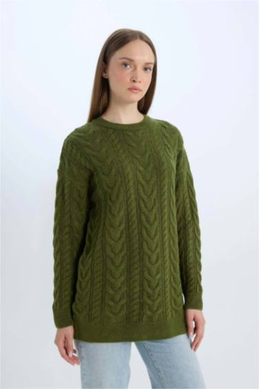 Regular Fit Patterned Knitted Pullover Tunic
