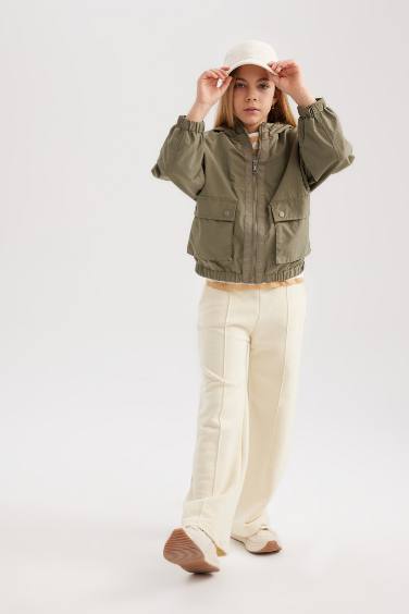 Kız Çocuk Su Geçirmez Kapüşonlu Yağmurluk