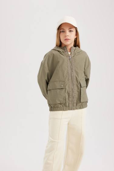 Kız Çocuk Su Geçirmez Kapüşonlu Yağmurluk