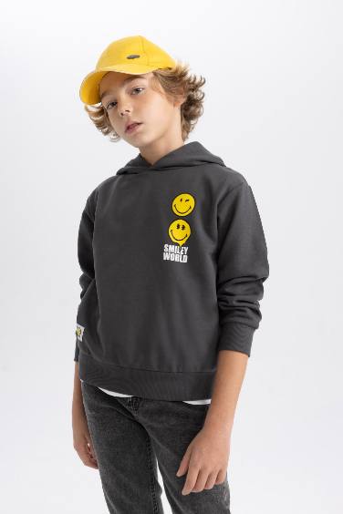 Regular Fit Smiley Licence Hooded Sweatshirt