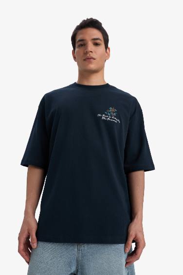 Loose Fit Crew Neck Printed Short Sleeve T-Shirt