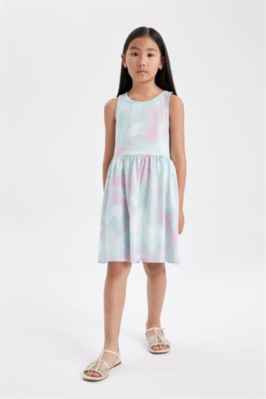 Girl Patterned Sleeveless Dress