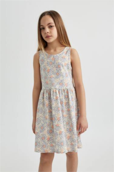 Girl Patterned Sleeveless Dress