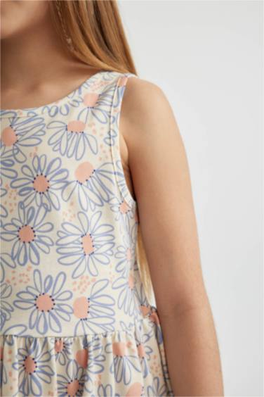 Girl Patterned Sleeveless Dress
