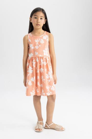 Girl Patterned Sleeveless Dress