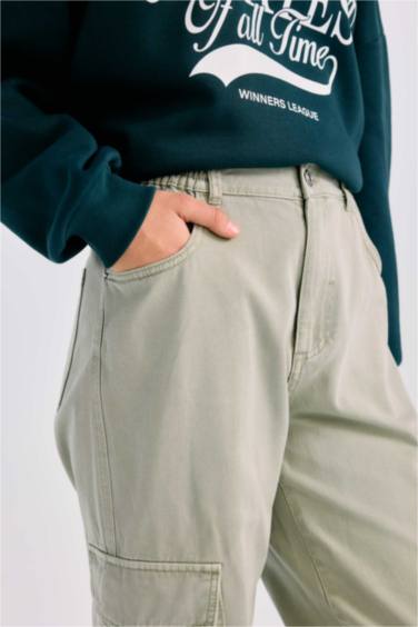 Карго джоггеры с высокой талией из габардина