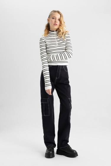 Straight Fit Cargo Gabardine Trousers