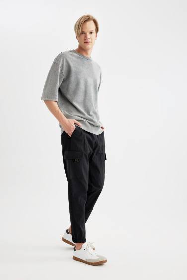 Regular Fit With Cargo Pocket Thin Sweatshirt Fabric Trousers