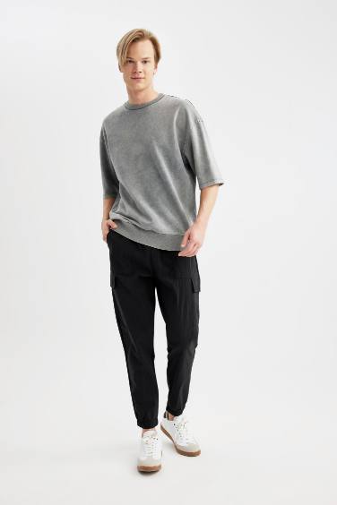 Regular Fit With Cargo Pocket Thin Sweatshirt Fabric Trousers