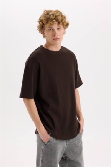 Boxy Fit Crew Neck Short Sleeve Basic T-Shirt