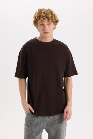 Boxy Fit Crew Neck Short Sleeve Basic T-Shirt