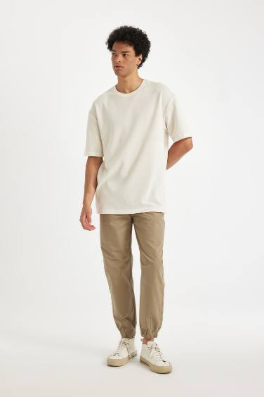 تيشيرت نص كم تقيل قصة مريحة برقبة مستديرة