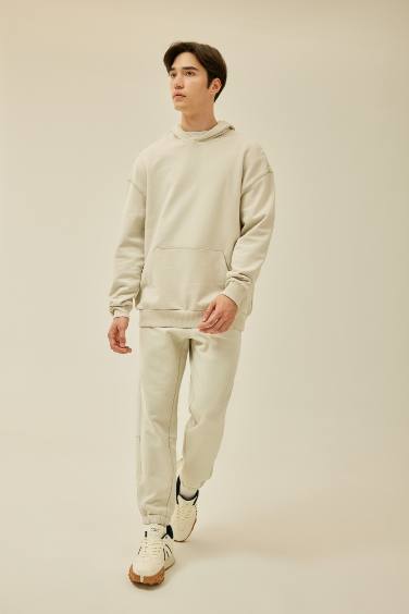 Comfort Regular Fit Rahat Kalıp Kapüşonlu Kanguru Cepli Basic Düz Sweatshirt