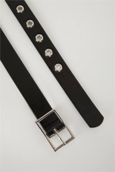 Woman Rectangle Clasp Faux Leather