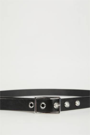 Woman Rectangle Clasp Faux Leather