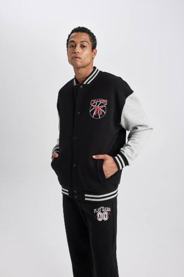 DeFactoFit Oversize Fit Printed Seasonal Bomber Jacket