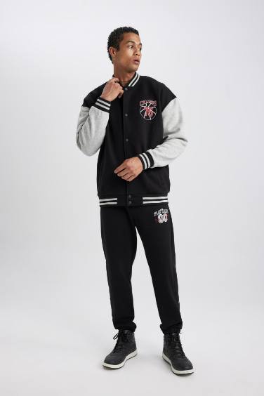 جاكيت بومبر قماش سميك اوفر سايز من DeFactoFit