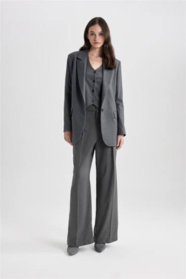 Oversize Fit Striped Woven Blazer