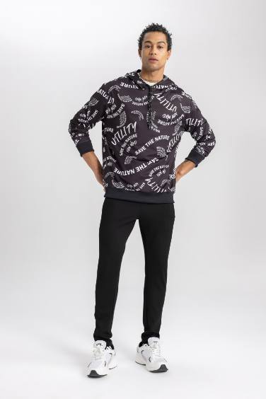 DeFactoFit Standard Fit Hooded Scuba Fabric Sports Sweatshirt