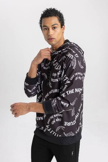 DeFactoFit Standard Fit Hooded Scuba Fabric Sports Sweatshirt