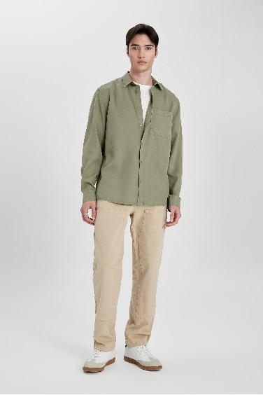 بنطلون وايد ليج برجل واسع وخصر عادي