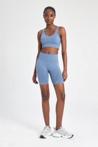 بنطلون ليجن رياضي بدون خياطة أزرق من DeFactoFit