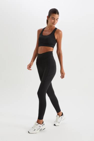 DeFactoFit Toparlayıcı Yüksek Bel Esnek Kumaş Cepli Sporcu Tayt