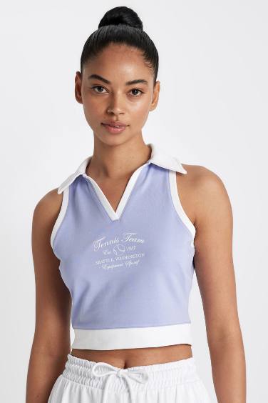 DeFactoFit Polo Neck Sports Crop Top