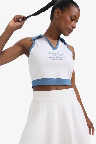 DeFactoFit Polo Neck Sports Crop Top