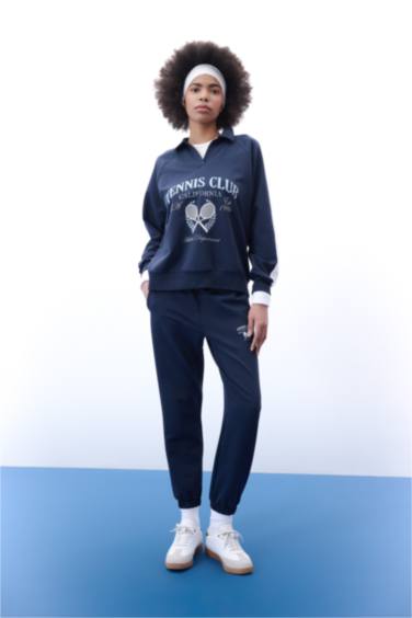 Oversize Geniş Kalıp Polo Yaka Sporcu Sweatshirt