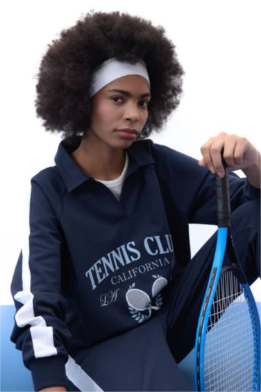 Oversize Geniş Kalıp Polo Yaka Sporcu Sweatshirt