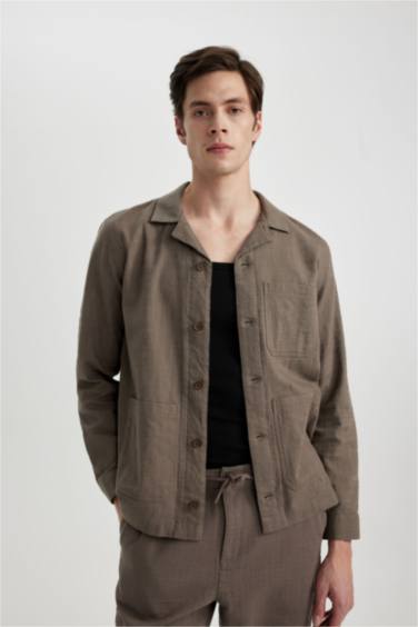 قميص قطن قصة عادية بياخة عالية