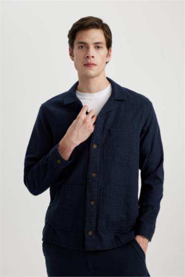 جاكيت قميص قطن قصة عادية