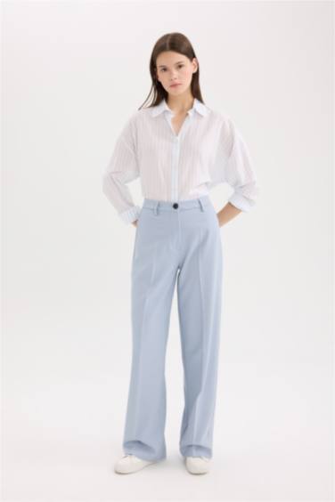 Широкие брюки с высокой посадкой, стандартная длина