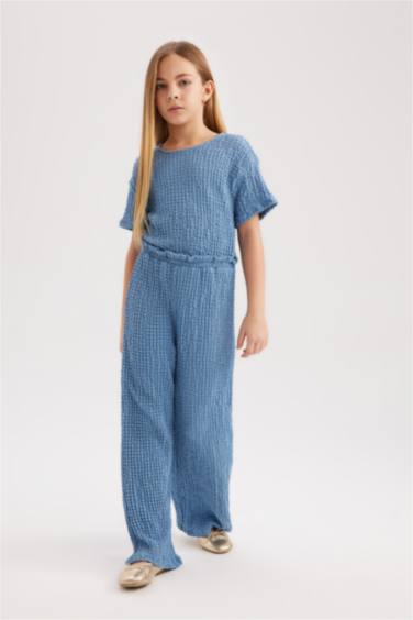 Girl Short Sleeve Long Jumpsuit