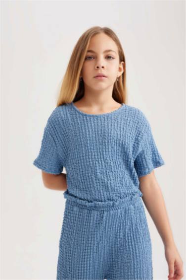 Girl Short Sleeve Long Jumpsuit