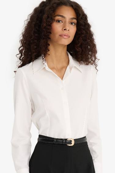 Fitted Bengaline Long Sleeve Shirt