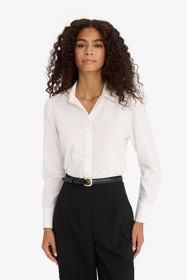 Fitted Bengaline Long Sleeve Shirt