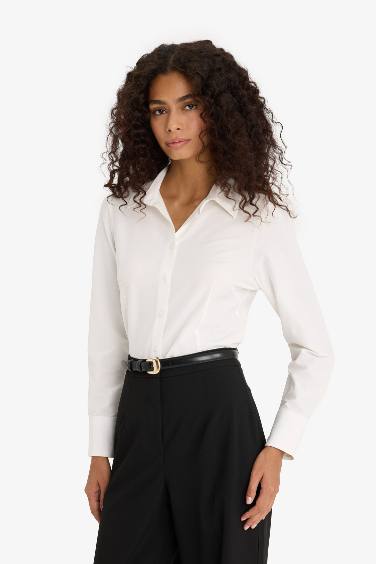 Fitted Bengaline Long Sleeve Shirt