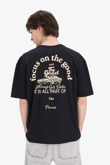 Oversize Fit Crew Neck Printed Short Sleeve T-Shirt