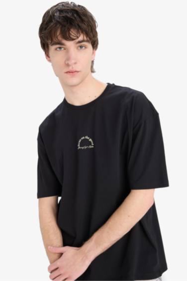 Oversize Fit Crew Neck Printed Short Sleeve T-Shirt