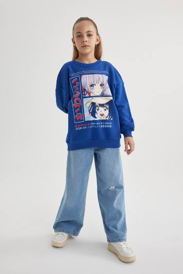 Girl Relax Fit Crew Neck Sweatshirt
