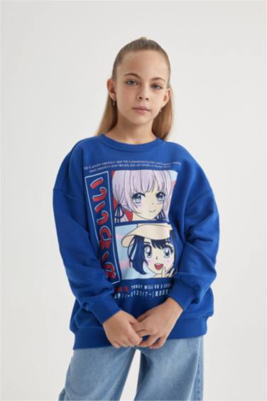 Girl Relax Fit Crew Neck Sweatshirt