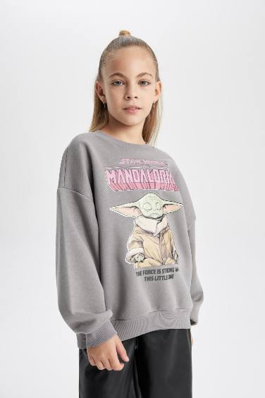 Girl Star Wars-Mandalorian Crew Neck Soft Fluffy Thick Sweatshirt