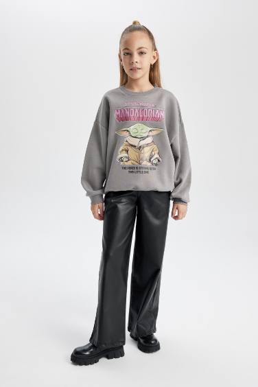 Girl Star Wars-Mandalorian Crew Neck Soft Fluffy Thick Sweatshirt