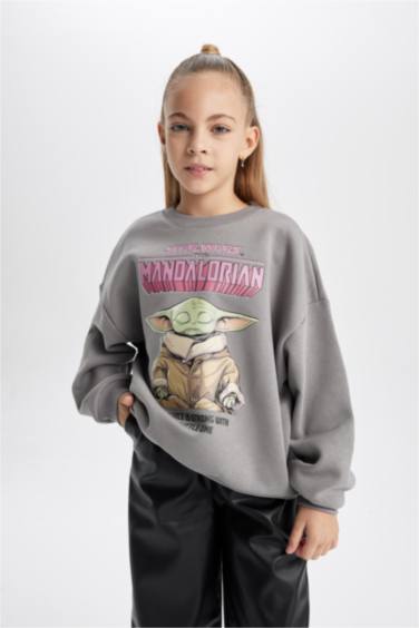 Girl Star Wars-Mandalorian Crew Neck Soft Fluffy Thick Sweatshirt