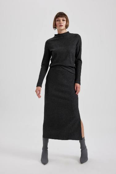 بلوزة كم طويل سليم فيت هاف كول ميلانج أنثرا