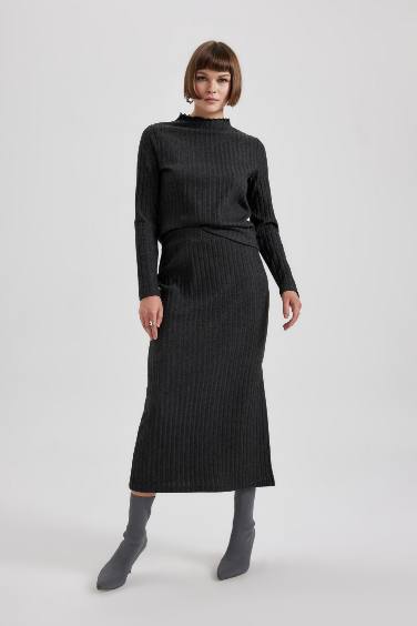 بلوزة كم طويل سليم فيت هاف كول ميلانج أنثرا