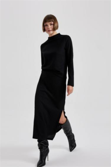 Slim Fit Half Turtleneck Corduroy Long Sleeve T-Shirt