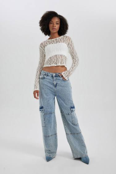 Slim Fit Crew Neck brode Long Sleeve T-Shirt